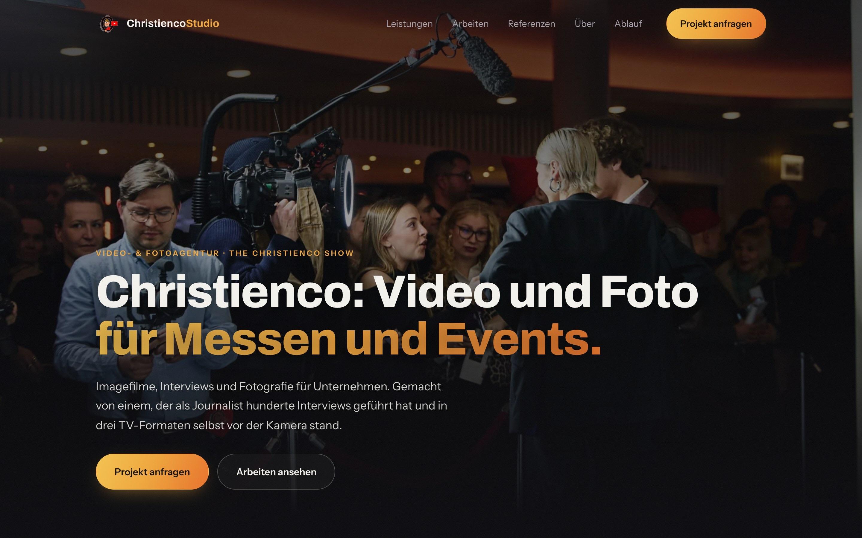 Startseite der Website von Christienco Studio am Desktop, gebaut von D&N Marketing