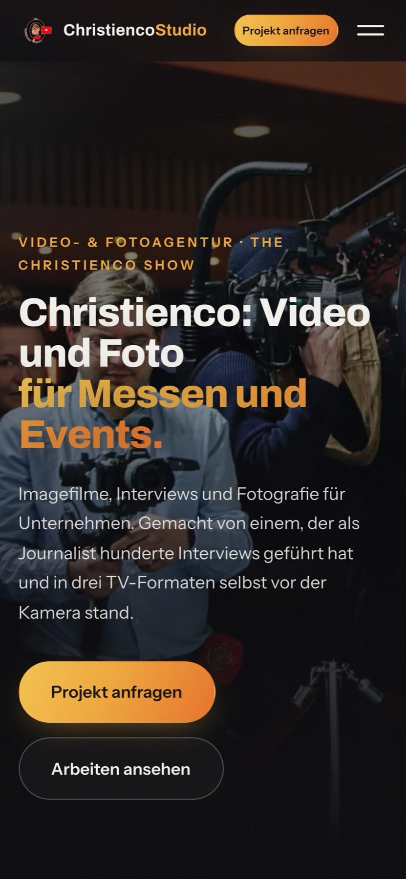 Website von Christienco Studio auf dem Handy