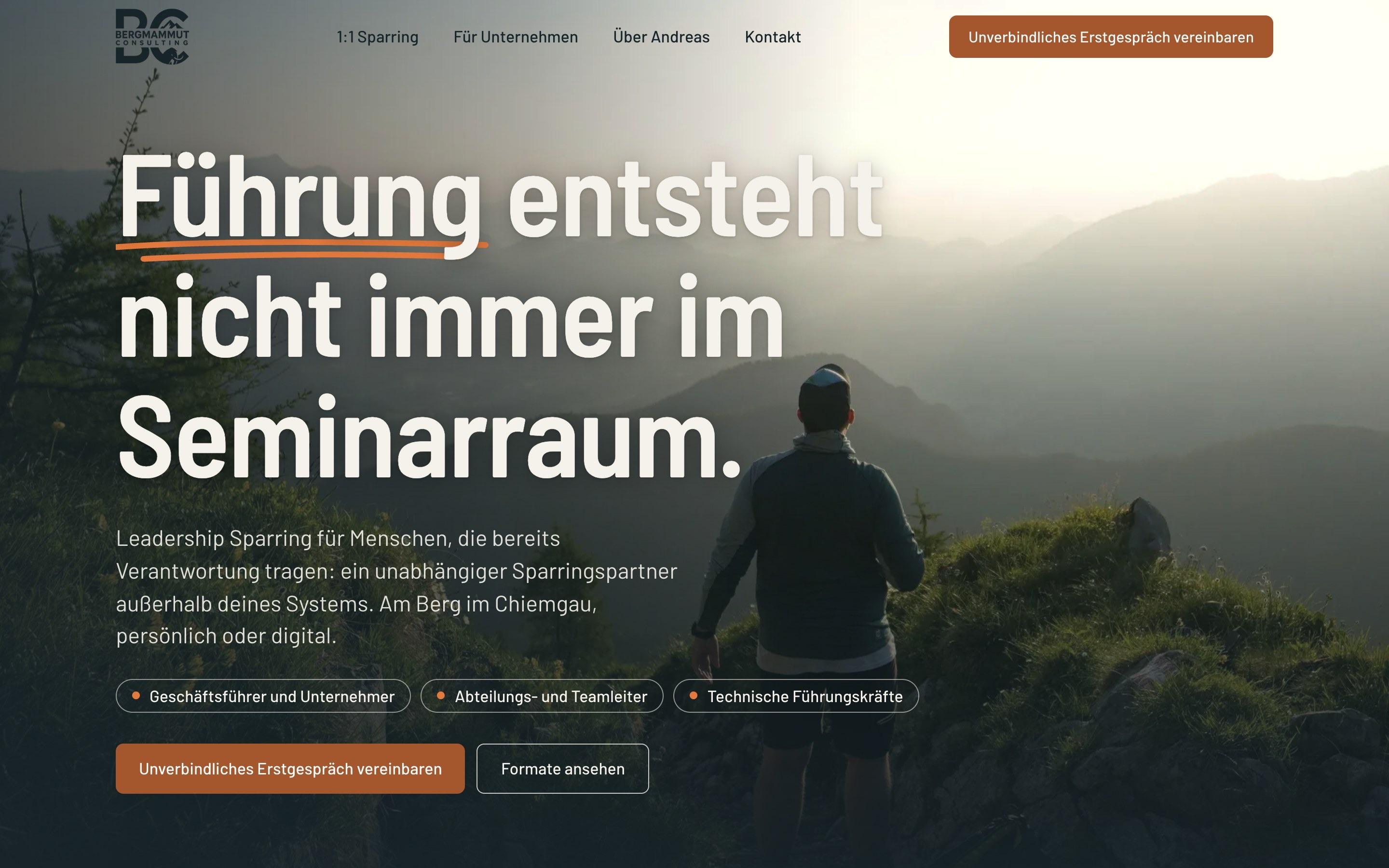 Startseite der Website von Andreas Hinz, gebaut von D&N Marketing