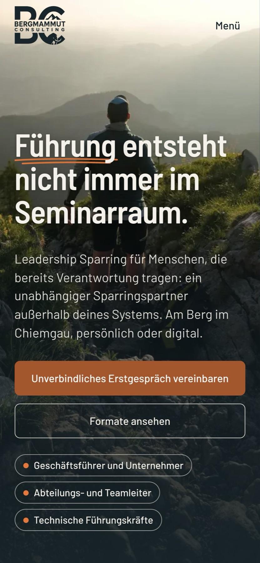 Website von Andreas Hinz auf dem Handy