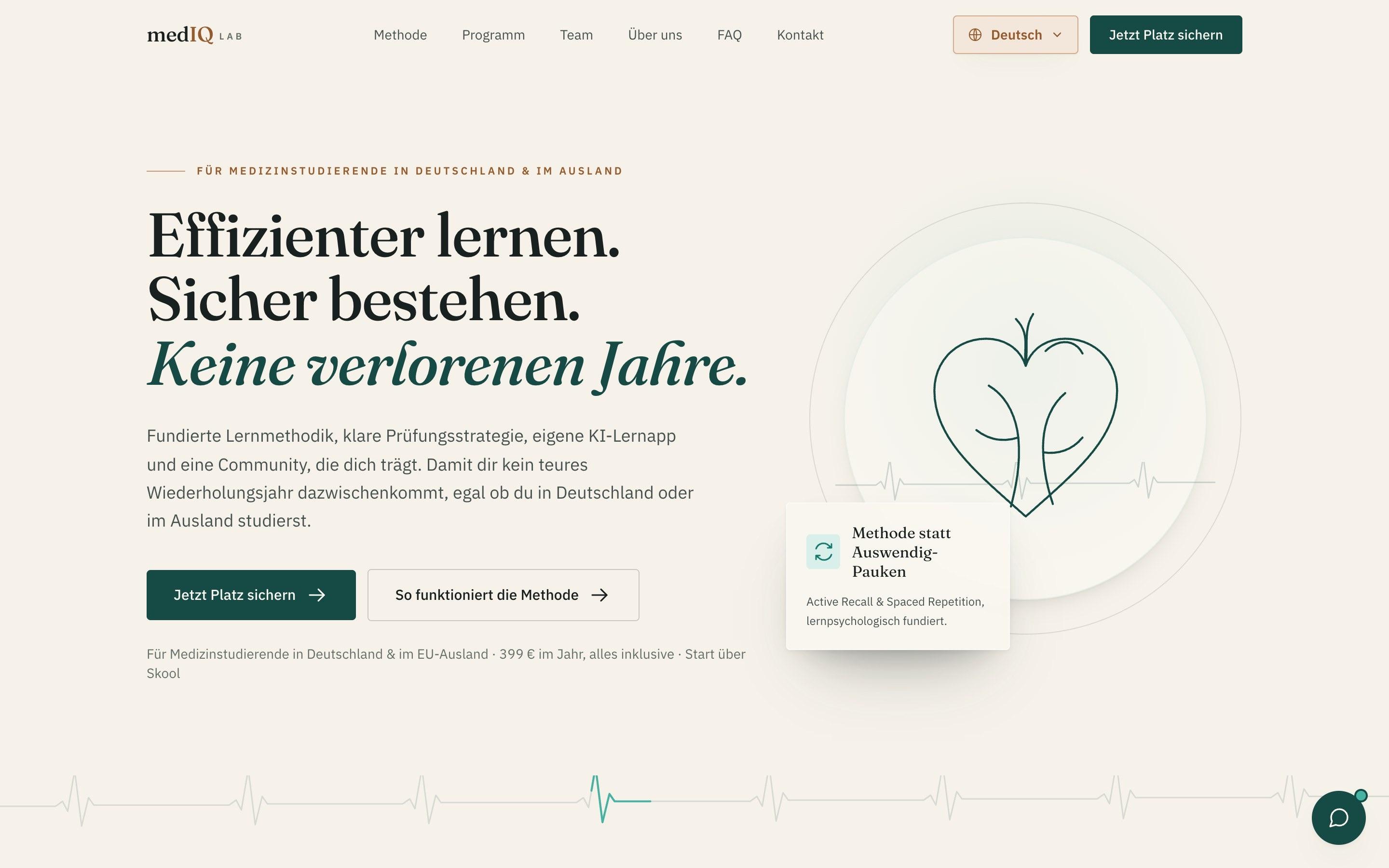 Startseite der Website von medIQ lab, gebaut von D&N Marketing