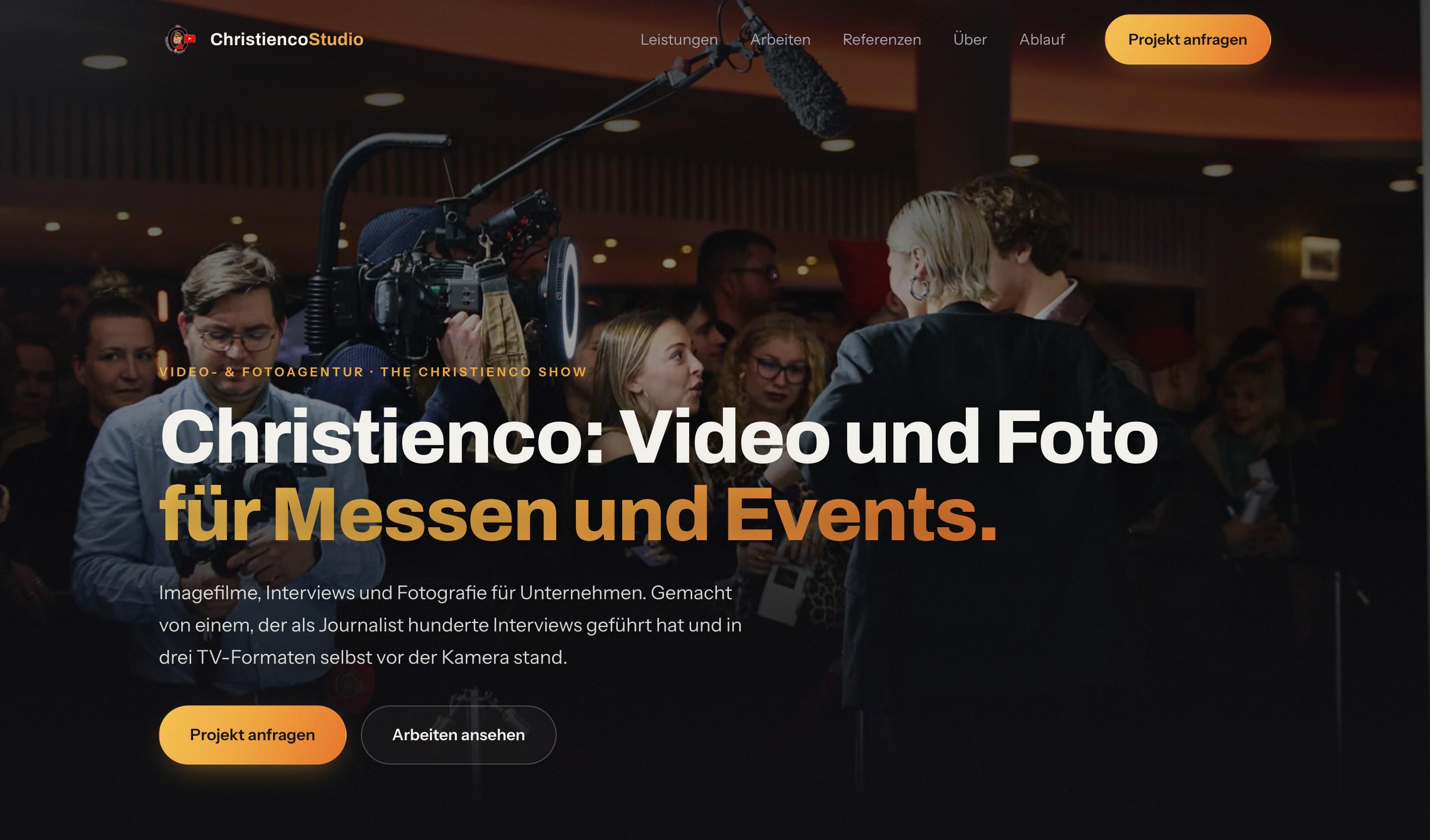 Startseite der Website von Christienco Studio, gebaut von D&N Marketing
